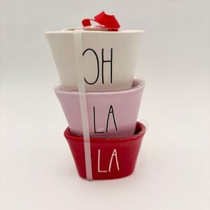 Rae Dunn Artisan Collection OH LA LA Stacking Heart Ramekins Set Valentine's